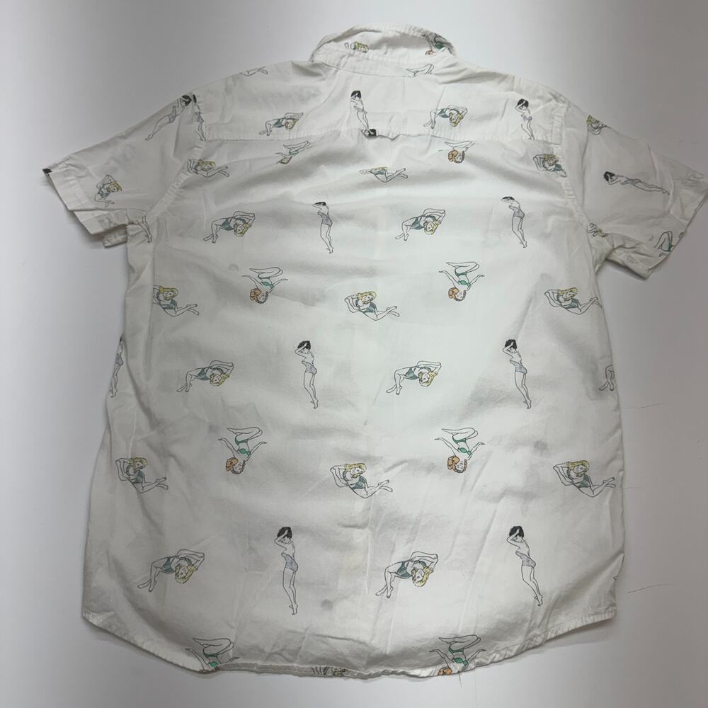 Mens Urban Pipeline Beach Girls Pin Up Bikini Short Sleeve Button Up Size Medium - Picture 3 of 9